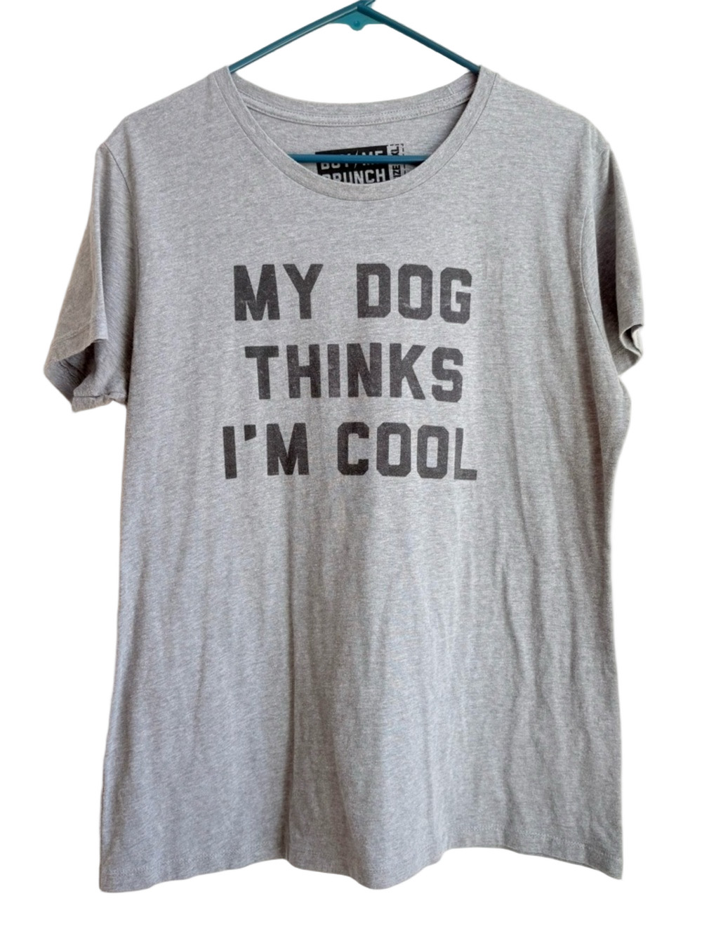 My Dog Thinks I’m cool grey funny sarcastic hilarious tee dog lover t-shirt